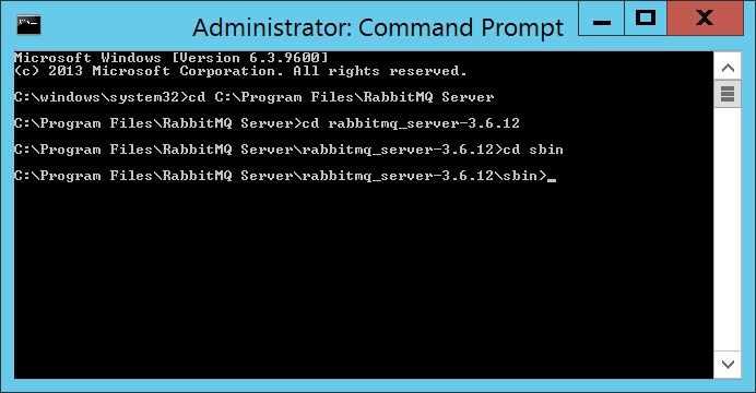 RabbitMQ Administrator Command Prompt